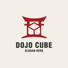 Dojo cube logo template on monogram style 