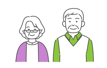 イラスト素材　シニア　夫婦　中高年