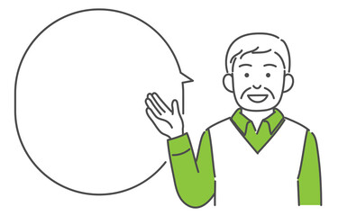 イラスト素材　シニア男性　中高年　ふきだし