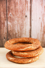 traditional turkish bagels with sesame simit