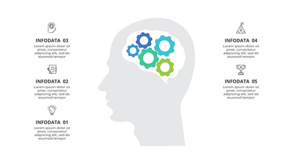 Creative concept for infographic with 5 steps, options, parts or processes. Business data visualization.