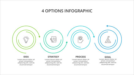 Creative concept for infographic with 4 steps, options, parts or processes. Business data visualization.