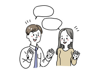 プレゼンしているビジネスマンと成長している男性セット