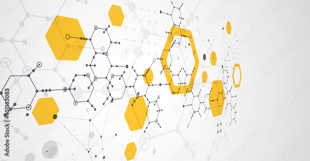 Wall mural modern science or technology abstract background using hexagonal shapes. vector.