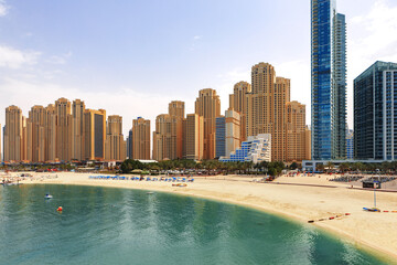 Fototapeta premium Panorama of the beach at Jumeirah Beach Residence, Dubai