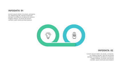 Creative concept for infographic with 2 steps, options, parts or processes. Business data visualization.