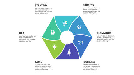 Creative concept for infographic with 6 steps, options, parts or processes. Business data visualization.