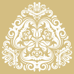 Oriental vector pattern with arabesques and floral elements. Traditional classic triangular white ornament. Vintage pattern with arabesques