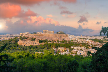 Obraz premium Downtown Athens city skyline in Greece at sunset