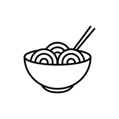 noodles icon vector in the bowl with chopsticks 
