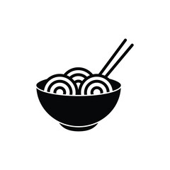 noodles icon vector in the bowl with chopsticks 
