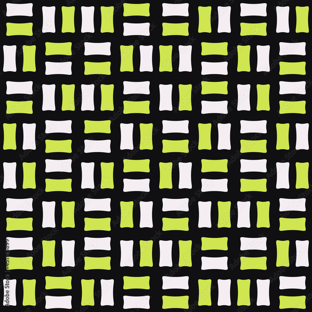 Poster white and yellow rectangles double tile. vector repeated sample with tile on black background.