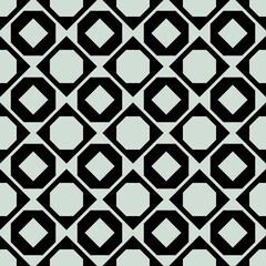 Rhombs inside octagons and opposite. Vector black and white minimal geometric ornament.