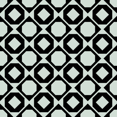 Rhombs inside octagons and opposite. Vector black and white minimal geometric ornament.