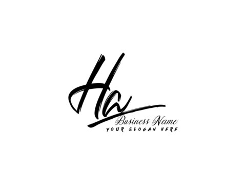 Initial HA Brush Logo, Signature ha letter Logo template vector stock