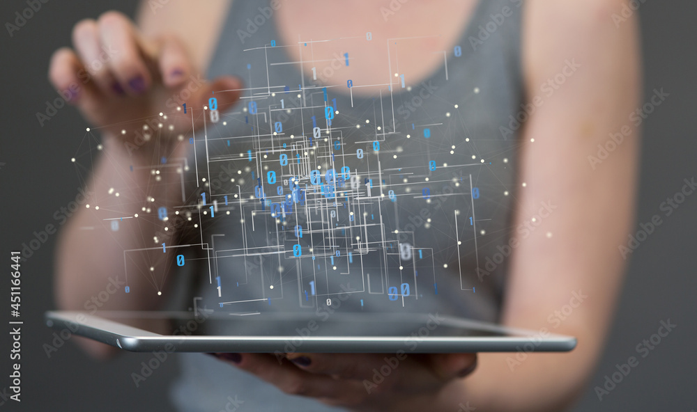 Poster Technology background. Big data concept. Binary