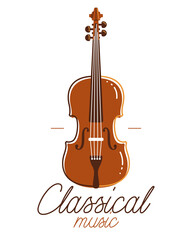 Fototapeta premium Classical music emblem or logo vector flat style illustration isolated, cello logotype for recording label or festival or musical orchestra.