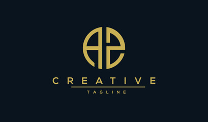 AZ, ZA Badge Letter Logo Design Template Element