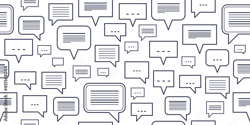 Poster speech bubbles seamless vector background, endless pattern with dialog signs, talk and discussion th