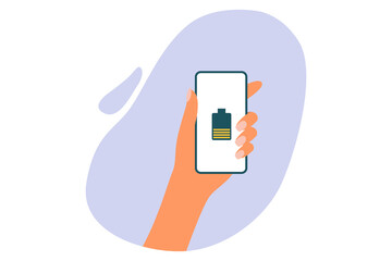 Battery charging icon. Simple modern line style mobile phone battery charge symbol.