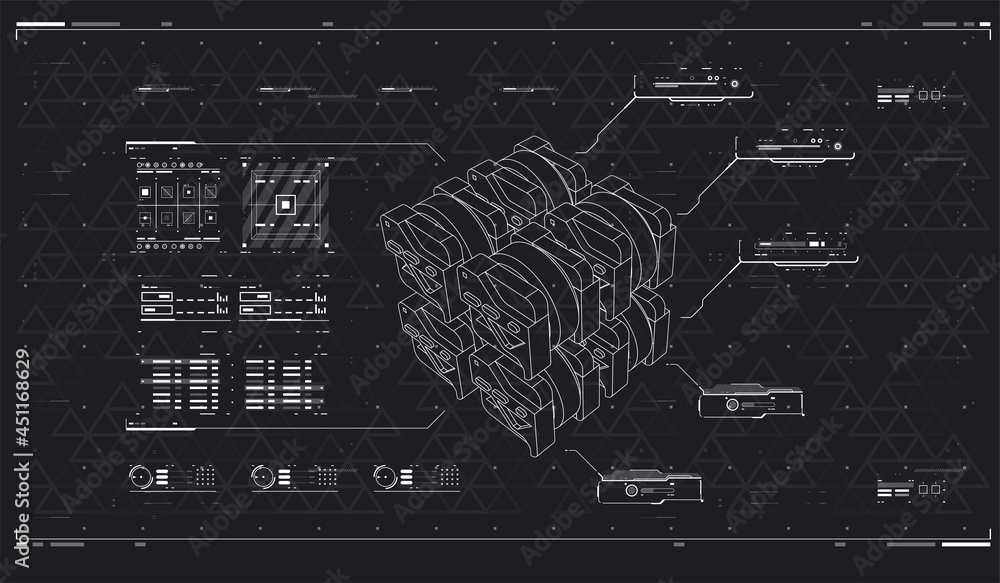 Poster futuristic vr display. high tech frame. hud user interface. futuristic abstract technology template.