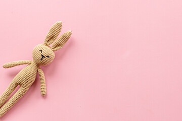 Knitted toy easter bunny for newborn baby or baby shower