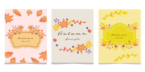 秋の水彩風イラスト　素材セット　