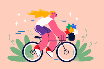 Fototapeta na wymiar Riding Bike and street summer activities concept