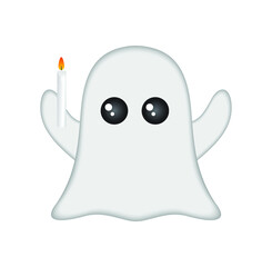 Obraz premium Ghost emoji vector illustration isolated. Halloween ghost emoticon on white background.