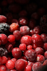 Frozen berry mixture in hoarfrost