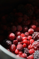 Frozen berry mixture in hoarfrost