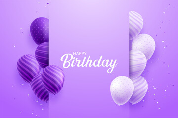 Color Glossy Happy Birthday Balloons Banner Background