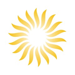 Fototapeta na wymiar Yellow Radial sunset icon. Vector illustration. Golden sun rays logo.