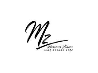 Fototapeta na wymiar Initial MZ Brush Logo, Signature mz letter Logo template vector stock