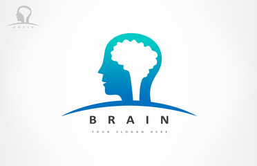 Human head and brain logo vector. Medical design.