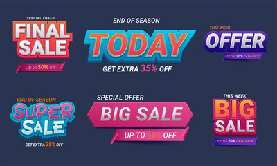 Naklejka premium Modern sale stickers and tags colorful collection