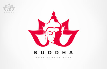Buddha and lotus flower logo vector design