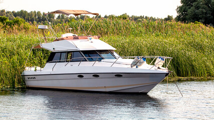  large white boat in the Dnieper delta