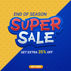 Super sale banner templete design for media promotions