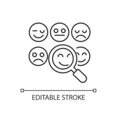 Reading emotions linear icon. Face-to-face communication. Non-verbal cues. Emotional display. Thin line customizable illustration. Contour symbol. Vector isolated outline drawing. Editable stroke