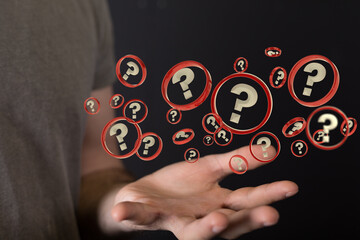 colored question marks background concept. 3D Rendering.