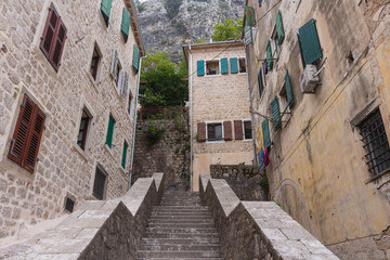 Stone stairs in the Old Town of Kotor. Montenegro 