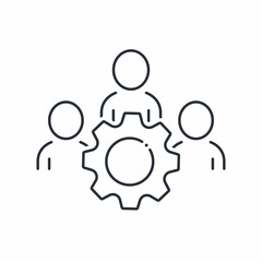 Partnership and management. Joint control. Vector linear icon isolated on white background.