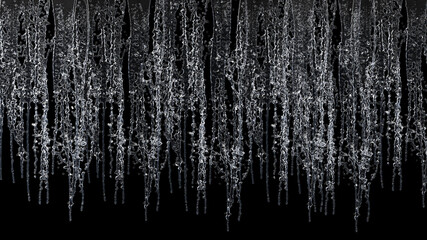 Waterfall texture isolated on black background. 4K for mapping 3d illustration.