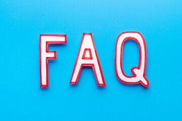 Faq - frequently asked questions - paper letters, top view