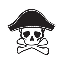 happy skull with pirates hat, vector