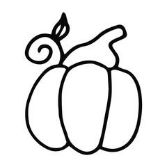 Doodle pumpkin, coloring book, halloween concept.