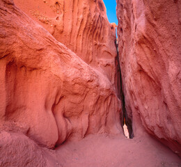 Canyon with steep eroded cliffs in the Quebrada de las Conchas, Argentina
