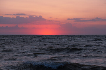 Peace and quiet on the seashore at sunset.