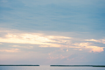 Peace and quiet on the seashore at sunset.